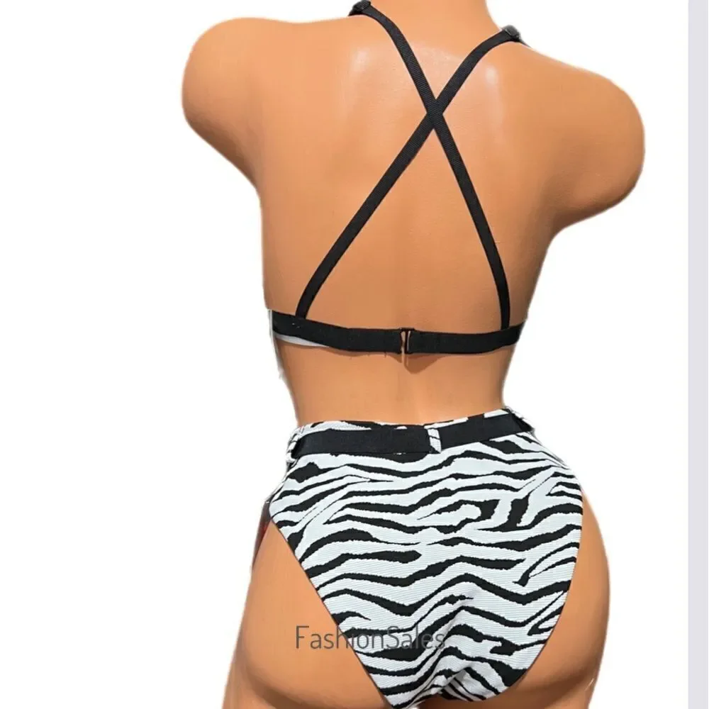 Victorias Secret Swim Wild Wanderer Bralette Bikini top and Bottoms Set Zebra